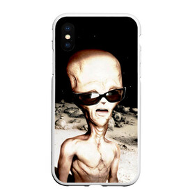 Чехол для iPhone XS Max матовый с принтом Пришелец в Екатеринбурге, Силикон | Область печати: задняя сторона чехла, без боковых панелей | инопланетянин | космос | очки | пришелец