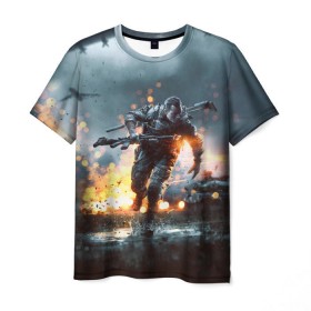 Мужская футболка 3D с принтом Battlefield в Екатеринбурге, 100% полиэфир | прямой крой, круглый вырез горловины, длина до линии бедер | battlefield | батла | батлфилд | игра