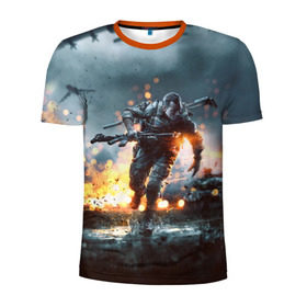 Мужская футболка 3D спортивная с принтом Battlefield в Екатеринбурге, 100% полиэстер с улучшенными характеристиками | приталенный силуэт, круглая горловина, широкие плечи, сужается к линии бедра | battlefield | батла | батлфилд | игра