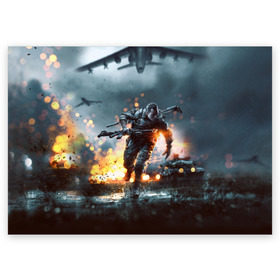 Поздравительная открытка с принтом Battlefield в Екатеринбурге, 100% бумага | плотность бумаги 280 г/м2, матовая, на обратной стороне линовка и место для марки
 | battlefield | батла | батлфилд | игра