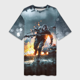 Платье-футболка 3D с принтом Battlefield в Екатеринбурге,  |  | battlefield | батла | батлфилд | игра