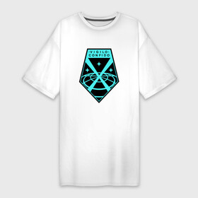 Платье-футболка хлопок с принтом X COM (логотип) в Екатеринбурге,  |  | alien | ufo | инопланетяне | нло
