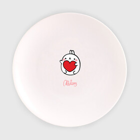 Тарелка с принтом Кролик Моланг (сердце) в Екатеринбурге, фарфор | диаметр - 210 мм
диаметр для нанесения принта - 120 мм | molang | каваи | кролик | любовь | моланг | сердце
