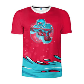 Мужская футболка 3D спортивная с принтом Water Elemental в Екатеринбурге, 100% полиэстер с улучшенными характеристиками | приталенный силуэт, круглая горловина, широкие плечи, сужается к линии бедра | 