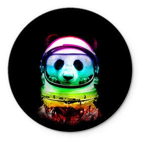 Коврик круглый с принтом Панда космонавт в Екатеринбурге, резина и полиэстер | круглая форма, изображение наносится на всю лицевую часть | Тематика изображения на принте: астронавт | звезды | космонавт | космос | панда | радуга