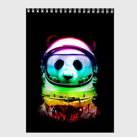 Скетчбук с принтом Панда космонавт в Екатеринбурге, 100% бумага
 | 48 листов, плотность листов — 100 г/м2, плотность картонной обложки — 250 г/м2. Листы скреплены сверху удобной пружинной спиралью | астронавт | звезды | космонавт | космос | панда | радуга