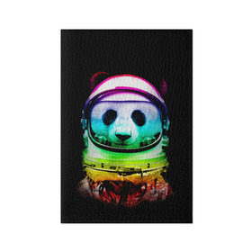 Обложка для паспорта матовая кожа с принтом Панда космонавт в Екатеринбурге, натуральная матовая кожа | размер 19,3 х 13,7 см; прозрачные пластиковые крепления | Тематика изображения на принте: астронавт | звезды | космонавт | космос | панда | радуга