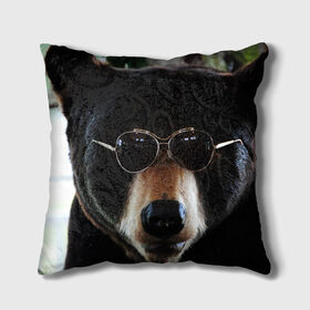 Подушка 3D с принтом Медведь в очках в Екатеринбурге, наволочка – 100% полиэстер, наполнитель – холлофайбер (легкий наполнитель, не вызывает аллергию). | состоит из подушки и наволочки. Наволочка на молнии, легко снимается для стирки | животное | медведь | новая | очки | природа | стильная