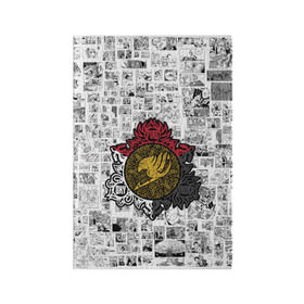 Обложка для паспорта матовая кожа с принтом Fairy Tail - Fire & Sky & Iron в Екатеринбурге, натуральная матовая кожа | размер 19,3 х 13,7 см; прозрачные пластиковые крепления | Тематика изображения на принте: fairy | tail | грей | лого | логотип | люси | нацу | эрза