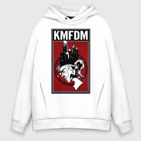 Мужское худи Oversize хлопок с принтом KMFDM 2013 в Екатеринбурге, френч-терри — 70% хлопок, 30% полиэстер. Мягкий теплый начес внутри —100% хлопок | боковые карманы, эластичные манжеты и нижняя кромка, капюшон на магнитной кнопке | industrial | город | крик