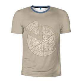 Мужская футболка 3D спортивная с принтом Пицца в Екатеринбурге, 100% полиэстер с улучшенными характеристиками | приталенный силуэт, круглая горловина, широкие плечи, сужается к линии бедра | грибы | еда | колбаса | кусок | пицца | помидоры