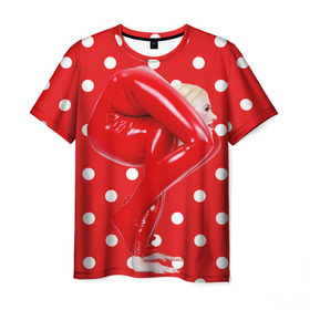 Мужская футболка 3D с принтом Гибкость в Екатеринбурге, 100% полиэфир | прямой крой, круглый вырез горловины, длина до линии бедер | белый | германия | гибкость | горошек | девушка | красный | латекс | юлия гюнтель
