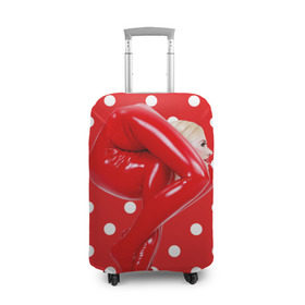Чехол для чемодана 3D с принтом Гибкость в Екатеринбурге, 86% полиэфир, 14% спандекс | двустороннее нанесение принта, прорези для ручек и колес | белый | германия | гибкость | горошек | девушка | красный | латекс | юлия гюнтель