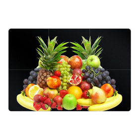 Магнитный плакат 3Х2 с принтом Фрукты в Екатеринбурге, Полимерный материал с магнитным слоем | 6 деталей размером 9*9 см | ананас | апельсин | арбуз | банан | виноград | гранат | груша | клубника | фрукты | яблоко | ягоды