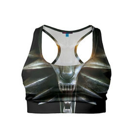 Женский спортивный топ 3D с принтом Волк в Екатеринбурге, 82% полиэстер, 18% спандекс Ткань безопасна для здоровья, позволяет коже дышать, не мнется и не растягивается |  | волк | железный | зверь | койот | металл | серебро
