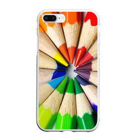 Чехол для iPhone 7Plus/8 Plus матовый с принтом Карандаши в Екатеринбурге, Силикон | Область печати: задняя сторона чехла, без боковых панелей | карандаш | радуга | разноцветная | цветная