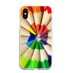 Чехол для iPhone XS Max матовый с принтом Карандаши в Екатеринбурге, Силикон | Область печати: задняя сторона чехла, без боковых панелей | карандаш | радуга | разноцветная | цветная