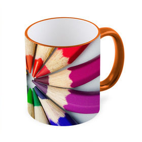 Кружка 3D с принтом Карандаши в Екатеринбурге, керамика | ёмкость 330 мл | карандаш | радуга | разноцветная | цветная