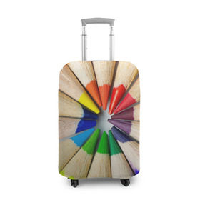 Чехол для чемодана 3D с принтом Карандаши в Екатеринбурге, 86% полиэфир, 14% спандекс | двустороннее нанесение принта, прорези для ручек и колес | карандаш | радуга | разноцветная | цветная