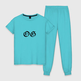 Женская пижама хлопок с принтом OPTIMUS GANG в Екатеринбурге, 100% хлопок | брюки и футболка прямого кроя, без карманов, на брюках мягкая резинка на поясе и по низу штанин | gang | optimus | optimus gang | sad