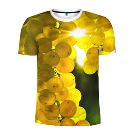 Мужская футболка 3D спортивная с принтом Виноград в Екатеринбурге, 100% полиэстер с улучшенными характеристиками | приталенный силуэт, круглая горловина, широкие плечи, сужается к линии бедра | виноград | виноградник | лоза | лучи | солнце | ягоды