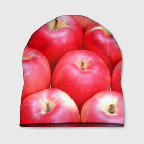 Шапка 3D с принтом Яблоки в Екатеринбурге, 100% полиэстер | универсальный размер, печать по всей поверхности изделия | красные | плоды | уражай | фрукты | яблоки