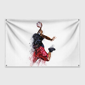 Флаг-баннер с принтом Баскетбол в Екатеринбурге, 100% полиэстер | размер 67 х 109 см, плотность ткани — 95 г/м2; по краям флага есть четыре люверса для крепления | 