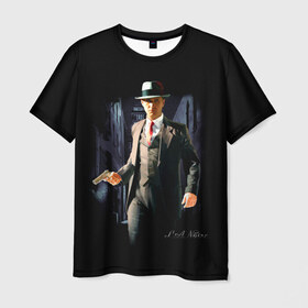 Мужская футболка 3D с принтом L.A. Noire в Екатеринбурге, 100% полиэфир | прямой крой, круглый вырез горловины, длина до линии бедер | los angeles | лос анджелес | нуар