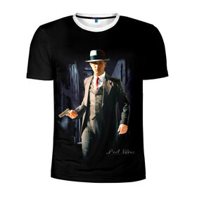 Мужская футболка 3D спортивная с принтом L.A. Noire в Екатеринбурге, 100% полиэстер с улучшенными характеристиками | приталенный силуэт, круглая горловина, широкие плечи, сужается к линии бедра | los angeles | лос анджелес | нуар
