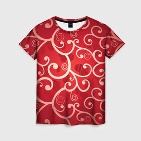 Женская футболка 3D с принтом Background в Екатеринбурге, 100% полиэфир ( синтетическое хлопкоподобное полотно) | прямой крой, круглый вырез горловины, длина до линии бедер | hearts | red | romantic | valentine | прикольные | сердечки | фон