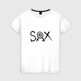 Женская футболка хлопок с принтом SOX в Екатеринбурге, 100% хлопок | прямой крой, круглый вырез горловины, длина до линии бедер, слегка спущенное плечо | sox | скучный мир