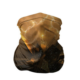 Бандана-труба 3D с принтом Разряд молнии в Екатеринбурге, 100% полиэстер, ткань с особыми свойствами — Activecool | плотность 150‒180 г/м2; хорошо тянется, но сохраняет форму | коричневый | куб | ток | чёрный | электричество