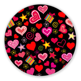 Коврик круглый с принтом Любовь в Екатеринбурге, резина и полиэстер | круглая форма, изображение наносится на всю лицевую часть | love is | любовь | подарки | сердца