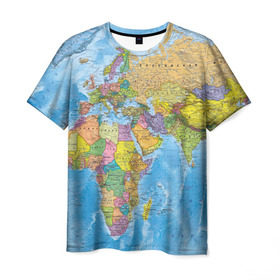 Мужская футболка 3D с принтом Карта в Екатеринбурге, 100% полиэфир | прямой крой, круглый вырез горловины, длина до линии бедер | map | world | глобус | мир | россия