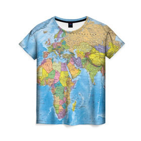 Женская футболка 3D с принтом Карта в Екатеринбурге, 100% полиэфир ( синтетическое хлопкоподобное полотно) | прямой крой, круглый вырез горловины, длина до линии бедер | map | world | глобус | мир | россия