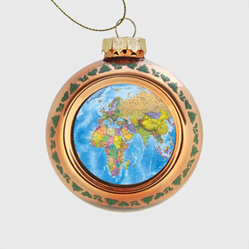 Стеклянный ёлочный шар с принтом Карта в Екатеринбурге, Стекло | Диаметр: 80 мм | map | world | глобус | мир | россия