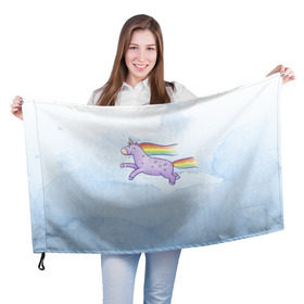 Флаг 3D с принтом Единорожка в Екатеринбурге, 100% полиэстер | плотность ткани — 95 г/м2, размер — 67 х 109 см. Принт наносится с одной стороны | единорог | лошадь | радость | радуга