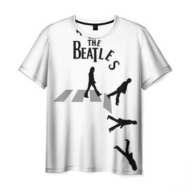 Мужская футболка 3D с принтом Битлы падают в Екатеринбурге, 100% полиэфир | прямой крой, круглый вырез горловины, длина до линии бедер | the beatles | альбомы | битлз | музыка
