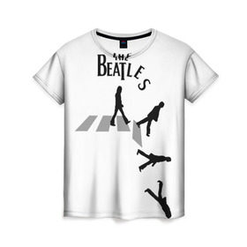 Женская футболка 3D с принтом Битлы падают в Екатеринбурге, 100% полиэфир ( синтетическое хлопкоподобное полотно) | прямой крой, круглый вырез горловины, длина до линии бедер | the beatles | альбомы | битлз | музыка