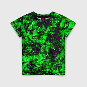 Детская футболка 3D с принтом Green color в Екатеринбурге, 100% гипоаллергенный полиэфир | прямой крой, круглый вырез горловины, длина до линии бедер, чуть спущенное плечо, ткань немного тянется | гранж | зеленый | краска | новые | текстуры | цветные