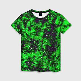 Женская футболка 3D с принтом Green color в Екатеринбурге, 100% полиэфир ( синтетическое хлопкоподобное полотно) | прямой крой, круглый вырез горловины, длина до линии бедер | гранж | зеленый | краска | новые | текстуры | цветные