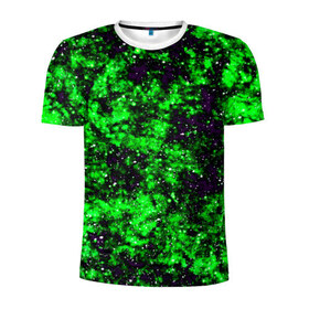 Мужская футболка 3D спортивная с принтом Green color в Екатеринбурге, 100% полиэстер с улучшенными характеристиками | приталенный силуэт, круглая горловина, широкие плечи, сужается к линии бедра | гранж | зеленый | краска | новые | текстуры | цветные