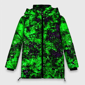 Женская зимняя куртка 3D с принтом Green color в Екатеринбурге, верх — 100% полиэстер; подкладка — 100% полиэстер; утеплитель — 100% полиэстер | длина ниже бедра, силуэт Оверсайз. Есть воротник-стойка, отстегивающийся капюшон и ветрозащитная планка. 

Боковые карманы с листочкой на кнопках и внутренний карман на молнии | гранж | зеленый | краска | новые | текстуры | цветные