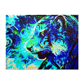 Обложка для студенческого билета с принтом Blue tiger в Екатеринбурге, натуральная кожа | Размер: 11*8 см; Печать на всей внешней стороне | blue tiger | counter strike | cs | game | go | игры