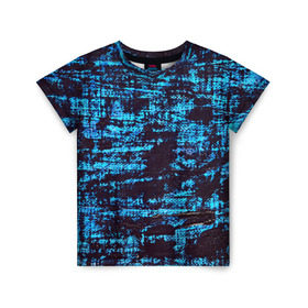 Детская футболка 3D с принтом Джинсовый в Екатеринбурге, 100% гипоаллергенный полиэфир | прямой крой, круглый вырез горловины, длина до линии бедер, чуть спущенное плечо, ткань немного тянется | Тематика изображения на принте: blue | grunge | джинсы | краска