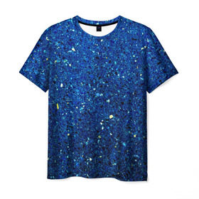 Мужская футболка 3D с принтом Blue mirror в Екатеринбурге, 100% полиэфир | прямой крой, круглый вырез горловины, длина до линии бедер | green | абстракции | гранж | мозаика | стекло | текстуры