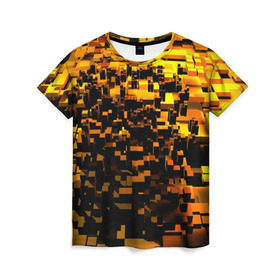 Женская футболка 3D с принтом Текстура в Екатеринбурге, 100% полиэфир ( синтетическое хлопкоподобное полотно) | прямой крой, круглый вырез горловины, длина до линии бедер | 3д | золото | новые | популярные | текстура