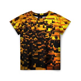 Детская футболка 3D с принтом Текстура в Екатеринбурге, 100% гипоаллергенный полиэфир | прямой крой, круглый вырез горловины, длина до линии бедер, чуть спущенное плечо, ткань немного тянется | 3д | золото | новые | популярные | текстура
