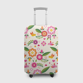 Чехол для чемодана 3D с принтом Весенние настроение в Екатеринбурге, 86% полиэфир, 14% спандекс | двустороннее нанесение принта, прорези для ручек и колес | весна | птицы | цветы