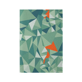 Обложка для паспорта матовая кожа с принтом Зеленые полигоны в Екатеринбурге, натуральная матовая кожа | размер 19,3 х 13,7 см; прозрачные пластиковые крепления | Тематика изображения на принте: линии | полигоны | ромбы | текстуры